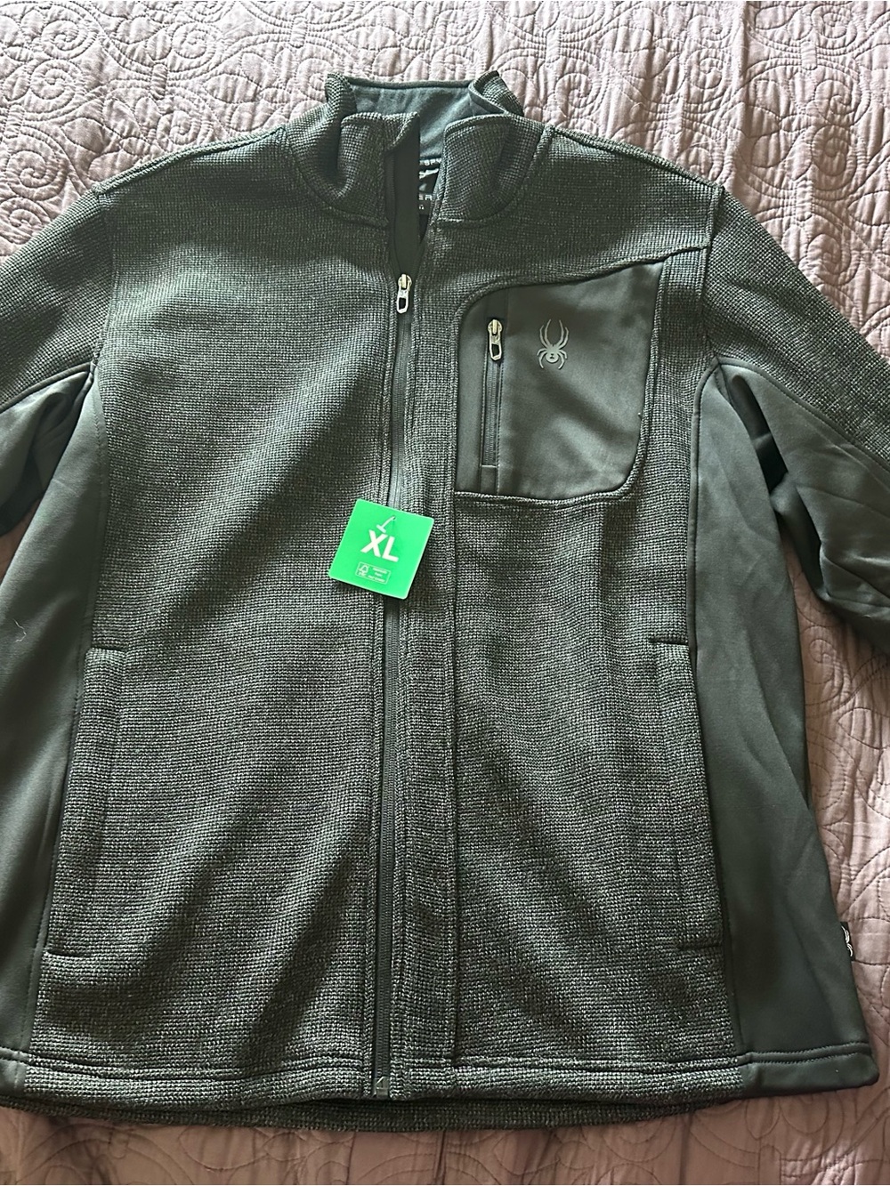 NWT Spyder Charcoal Black Full-Zip Knit Jacket XL
